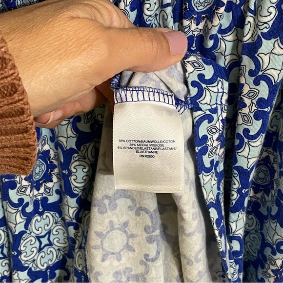 Lands End Blue Boho Maxi Length Dress Crossover Coastal Top Soft Stretch Small - Picture 6 of 7